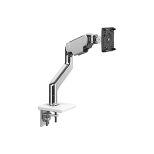 M10 Clamp Mount with White Trim, Angled/Dynamic Links, Standard Tilt with black VESA cover